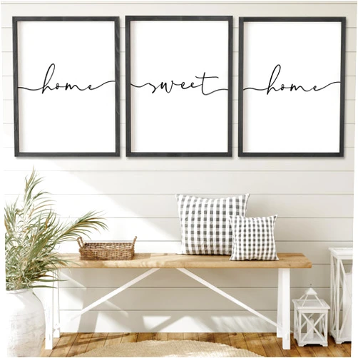 Heiple Set of 3 Framed Farmhouse Home Sweet Home Sign 11’’x14’’ Above Bed Wall Decor for Bedroom Decor and Living Room Wall Art Wood Signs (Black, 11''x14)