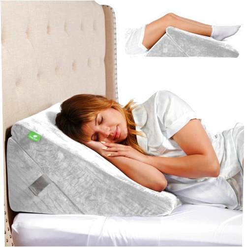 Cushy Form Wedge Pillow for Sleeping - 22 Inch Memory Foam Bed Wedge for Sleeping, Reading, Post Surgery & Leg Elevation - Triangle Pillow with Washable Cover - White