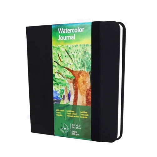Tumuarta Square Watercolor Journal,140 LB,300 GSM,5.5X5.5, Cotton Paper,Cold Press,24 Sheets, Watercolor Paper Sketchbooks for Use As Travel Notebook and Mixed Media Pad