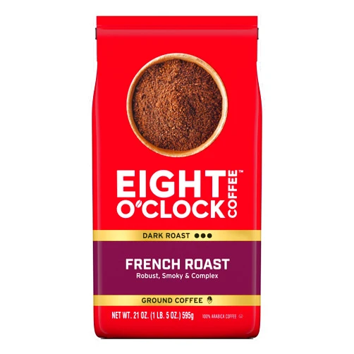 Eight O'Clock Coffee French Roast, 21 Ounce Dark Roast Ground Coffee Robust, Smoky & Complex, 100% Arabica