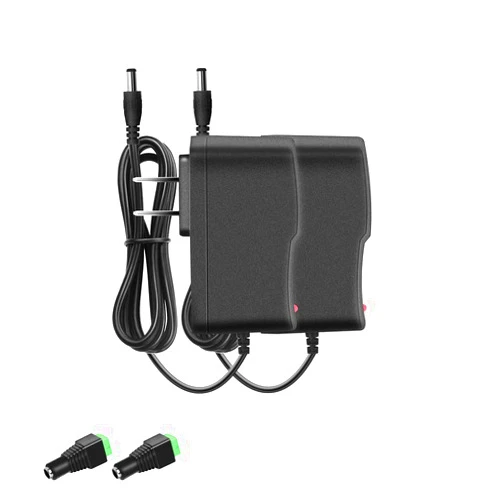 JOVNO 2pcs, JOVNO 12V 1A Power Supply, 100-240V AC to DC 12volt 1amp 12W Adapter 700mA 500mA 400mA Power Cord with 5.5x2.5mm Tip for LED Light Strips, Security Camera System, CCTV, Routers, Speakers, Fans