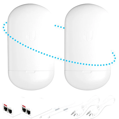 Epsilont Wireless Bridge LOCO5AC Pre-Configured Bundle of 2, Ubiquiti AirMAX NanoStation Point to Point Wi-Fi Bridge Outdoor, Plug and Play 450+ Mbps, 5 GHz, 10+ km Link Range