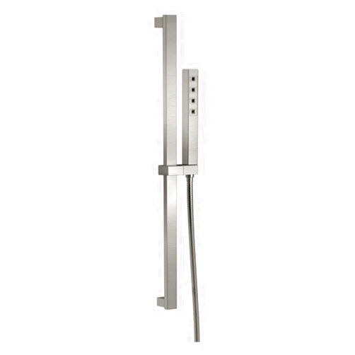Delta Faucet Single-Spray H2Okinetic Slide Bar Hand Held Shower with Hose, Brushed Nickel Handheld Shower Head, Slide Bar Hand Shower, Handheld Shower, Detachable Shower Head, Stainless 51567-SS