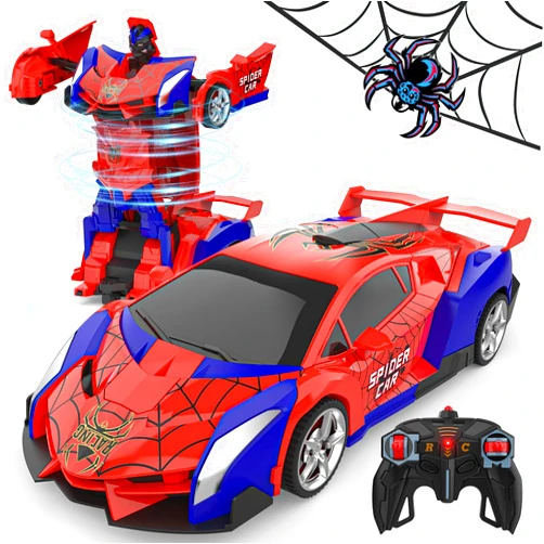 BLUEJAY Transform Rc Cars for Boys 4-7 8-12, 2.4Ghz Remote Control Car 1:18 Scale Transforming Robot, One-Button Deformation 360° Rotation Car Toy Gifts for Boys 3-5