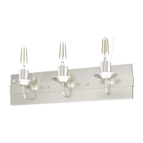 Hunter - Perch Point 3-light Brushed Nickel, Medium Size Vanity Light, Dimmable, Casual Style, for Bedrooms, Kitchens, Foyers, Bathrooms - 19433