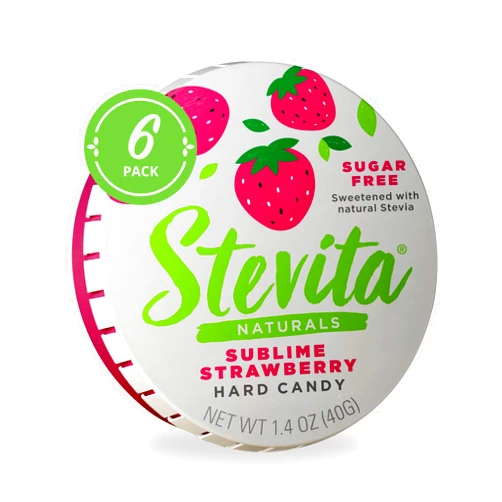 Stevita SteviaSweet, Sublime Strawberry - 1.4 oz, Pack of 6 - Sugar-Free Hard Candy, Stevia Sweetened - Non-GMO, Vegetarian, Keto, Paleo, Gluten Free - 156 Total Servings Strawberry 1.4 Ounce (Pack of 6)