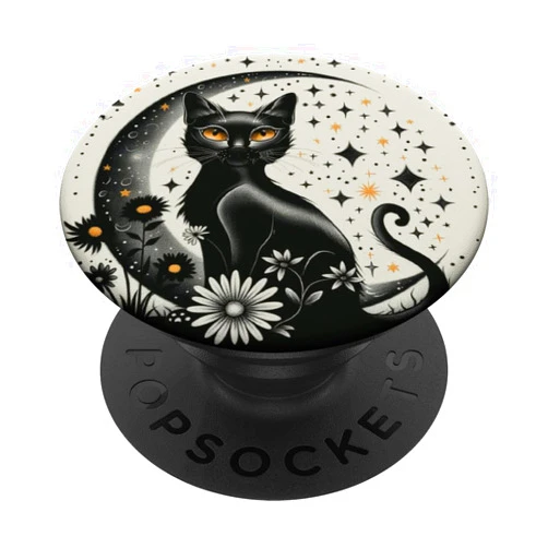 Moon Cat SteMi Accessories Moon Phase Astronomer Cat Lover Astronomy Stargazer PopSockets Adhesive PopGrip