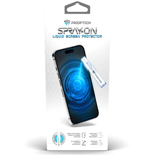 ProofTech SPRAY ON Liquid Glass Screen Protector for up to 10 Devices - Wipe On Scratch and Crack Resistant Nano Protection for All Phones Tablets Smart Watches Universal