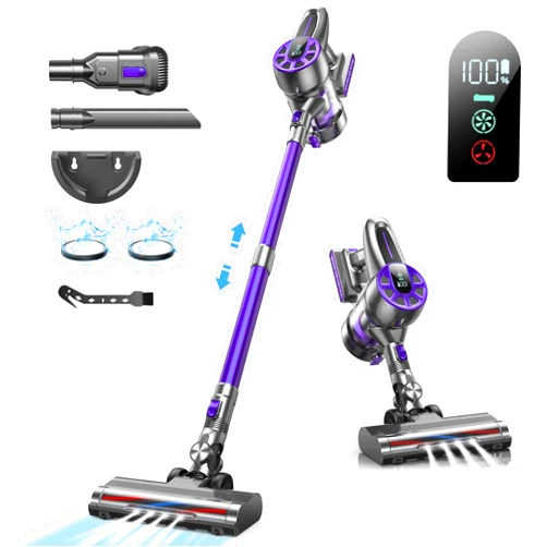 Moosice Cordless Vacuum Cleaner，450W/36Kpa Power Suction Stick Vacuums with LED Display,45mins Runtime Lightweight Handheld Vacuums,6 in 1 Vacuum Cleaner for Home, All floors, Pet Hair