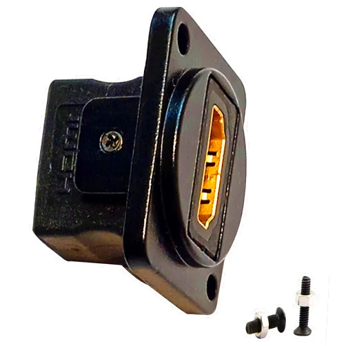 SHANFEILU HDMI Straight D Type Panel Mount Adapter Connector Extender Socket Series D-Type HDMI Coupler Female to Female Glod Plated Connector with Screws