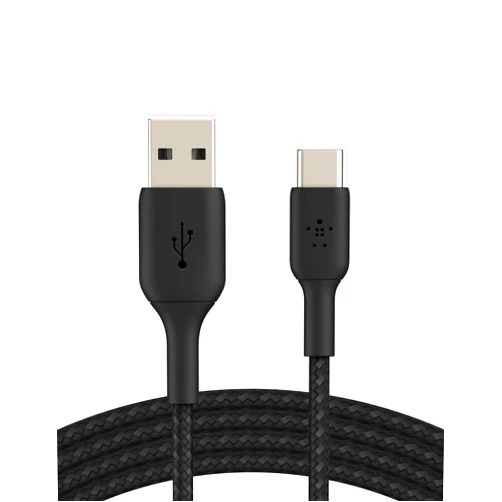 Belkin USB C to USB A Cable, 3.3ft, 15W - Type C Charger, iPhone Charger Cord, Braided, Flexible for iPhone 17 & 16, Galaxy S25, Pixel 10, iPad Pro, AirPods Pro, Switch 2 & More, CarPlay - Black