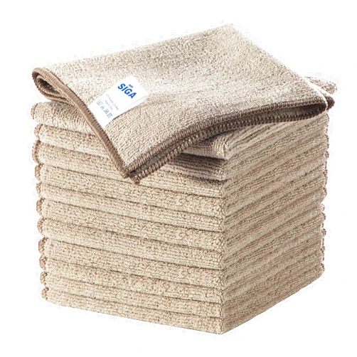 MR.SIGA Microfiber Cleaning Cloths, All-Purpose Surface Microfiber Towels, Streak Free Cleaning Rags, Pack of 12, Wheat, Size 32 x 32 cm(12.6 x 12.6 inch)