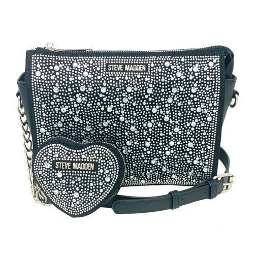 Cool Planet by Steve Madden Steve Madden Women’s Blexi Stone Crossbody Bag with Pouch (Black/Silver)