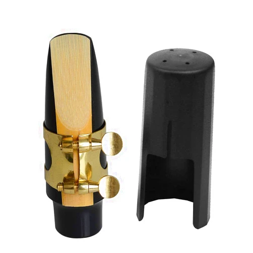 Jiayouy Tenor Sax Saxophone Mouthpiece with One Reed Golden Plated Ligature and Plastic Cap