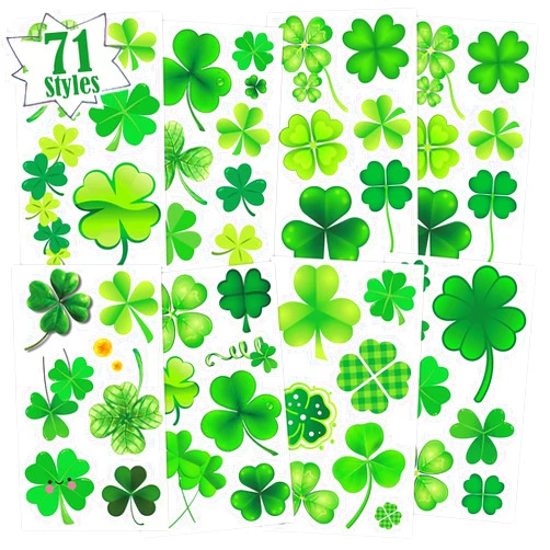 Partywind St Patrick's Day Shamrock Temporary Tattoos, Saint Patrick's Day Shamrock Decorations Accessories for Irish/Green Day Party Supplies Favors, St Pattys Day Clover Decor (10 Sheets)