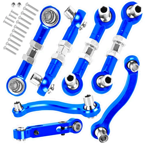 BRCatWPark Aluminum Turnbuckles Camber Links Toe Links w/Rod Ends Steering Linkage Set Upgrades Part for 1/18 LaTrax Teton,RC Adjustable Turnbuckles Hop-Up,Navy Blue