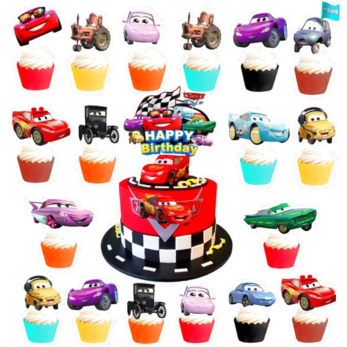 PFinding 25 pcs the Cars Cake Topper car Cupcake Toppers cake decoration for boys (cp25)