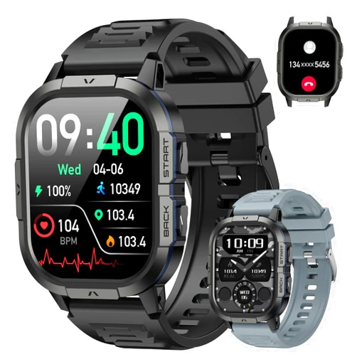 HOXLRSA Smart Watch for Men Fitness Tracker: Waterproof Military Digital Mens Watches Running Make Answer Call Smartwatch Android Phone iPhone Samsung Compatible Sleep SpO2 Heart Rate Monitor Step Pedometer