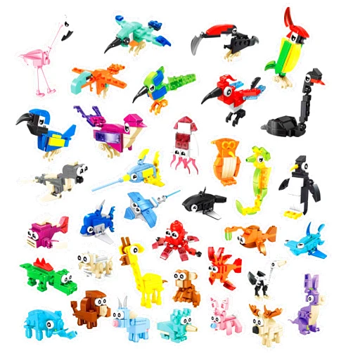 Aubrogo Party Favors - (36-Pack) 108 Kinds of Mini Animals Building Blocks Toy Classroom Prizes Goodie Bags,Kids Party Favors 8-12, Bulk Stocking Stuffers Birthday Gifts for Boys Party Toy 6-12