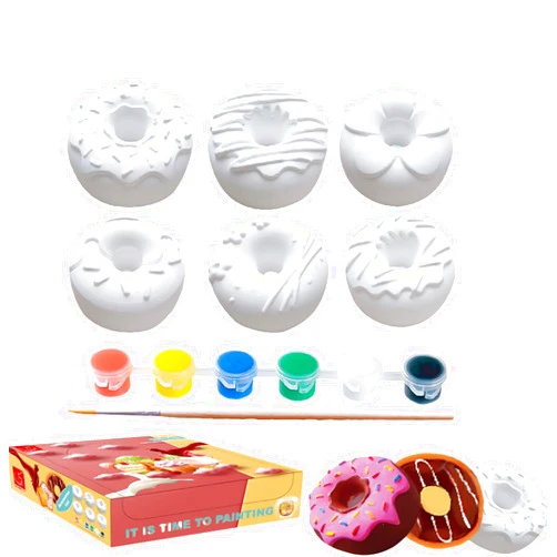 Arrebol Painting Interests Doughnut Plaster DIY Painting, Dessert Decoration Plaster Mold, paintable Plaster Figurine Painting Craft Toy - Make Your Own Street Chalk | Unique Craft Gift Birthday Toys