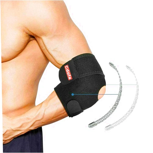 Cdofa Elbow Support Adjustable Neoprene Elbow Brace with Dual-Spring Stabiliser, Elbow Strap for Golfers Elbow, Tennis Elbow, Arthritis, Sports Injury Pain Relief and Provides Support,Unisex
