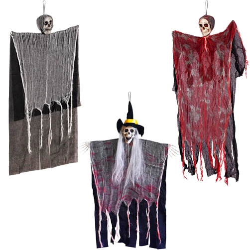 YUZUHOME Halloween Ghosts Outdoor Hanging, Halloween Skeleton Grim Reapers for Decoration, Haunted House Prop, 3Pack