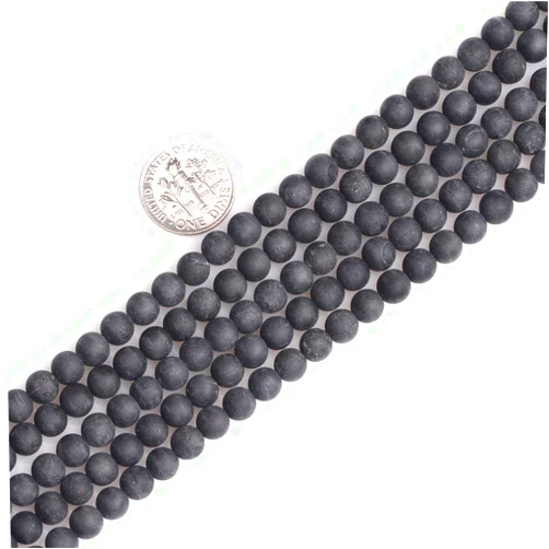 JOE FOREMAN Black Tourmaline Spacer Gemstone Beads 6mm Frost Matte Round for Jewelry Making Strand 15