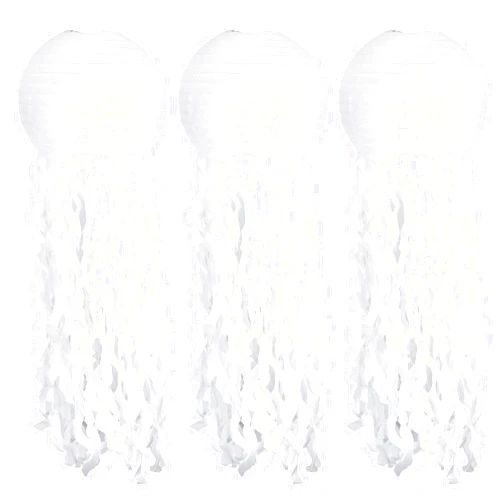 UNIIDECO Jellyfish Paper Lantern Hanging Decoration, UNIIDECO Jelly Fish Mermaid Decor for Party, Under The Sea Mermaid Birthday Party Supplies, Ocean Theme Classroom Decorations (White)