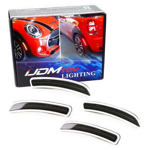 iJDMTOY Smoked Lens Amber/Red Full LED Side Marker Light Kit Compatible With Gen3 MINI Cooper F55 F56 F57, Powered by Total 160-SMD LED, Replace OEM Sidemarker Lamps