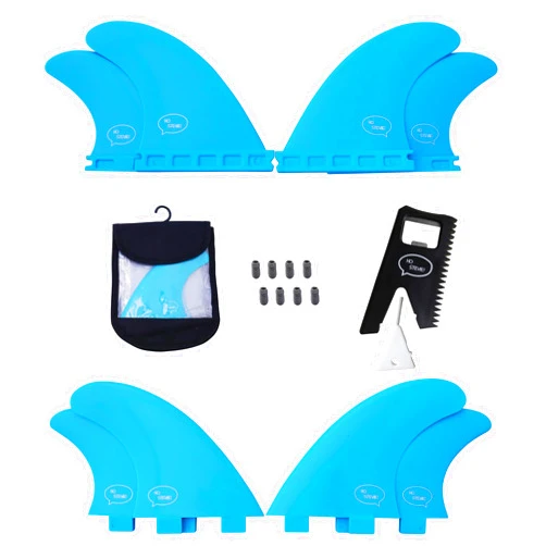 Ho Stevie! FRP Quad (4) Surfboard Fins - Stronger Than Regular Nylon Fins - includes Fin Bag, Screws, Wax Comb and Fin Key