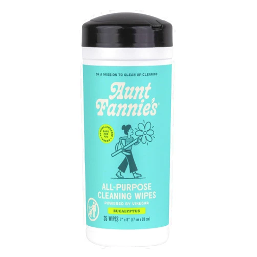 Aunt Fannie's Natural Cleaning Vinegar Wipes, Multipurpose Surface Cleaner, Eucalyptus Scent, 35 Count (Pack of 1), Packaging May Vary
