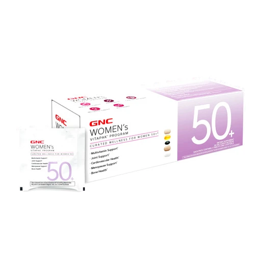 GNC Women’s 50+ Vitapak, 5-in-1 Multivitamin Pack, Healthy Hormones, Brain Health, Metabolism, Bone Strength, Edible Dietary Supplement, 30 Servings