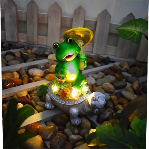 Glorine Turtle Solar Garden Outdoor Statues,Outdoor Garden Decor,Solar Lights for Outside Yard Balcony, Unique Housewarming Gifts,Outdoor Lawn Decor (Art Deco,Style 3)