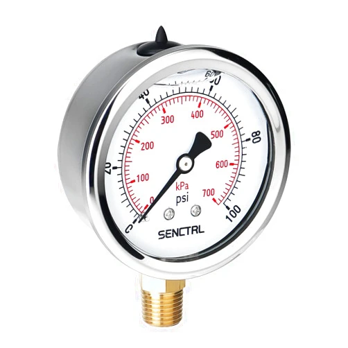 Senctrl 100 Psi Lead-Free Glycerin Liquid Filled Low Pressure Gauge, 2.5