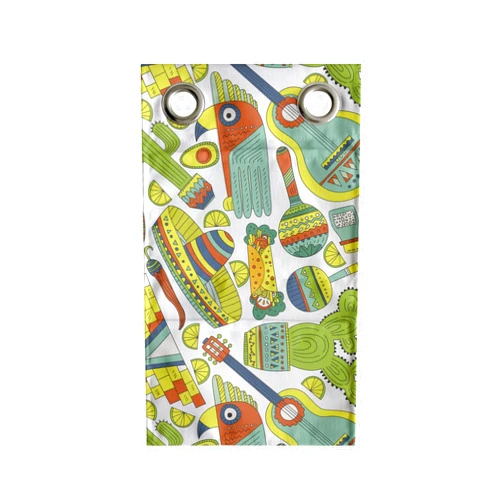 Ambesonne Mexican Hanging Pocket Organizer, Traditional Elements Cartoon Maracas Taco Sombrero, Printed Polyester Storage Bag with Pockets, 9