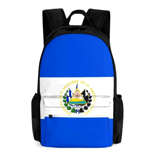 WUXEKZO Daypack Backpack Anti-Theft Multipurpose Large Capacity Carry On Bag - El Salvador Flag Art Traveling & Camping Backpack With Side Pockets