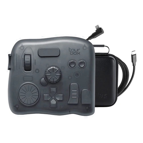TOUR BOX TourBox Elite, Bluetooth Controller for Video Photo Editing Color Grading, Davinci Resolve Speed Editor, Photoshop Lightroom Premiere FCPX After Effects Programmable Keyboard Bundle (Translucent)