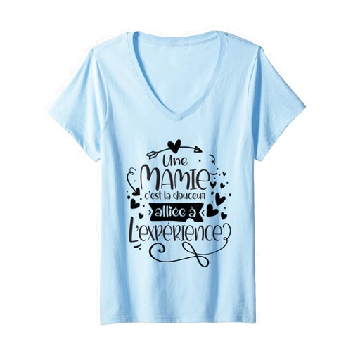 Cadeau Fete des Grand Mere Personnalisé Mamie Mami Womens Bonne Fete Mamie Cadeau Fete des Grand Mere personnalisé V-Neck T-Shirt