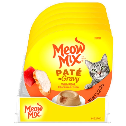 Meow Mix Pate in Gravy with Real Chicken & Tuna Wet Cat Food, 2.75 Ounce (Pack of 12)