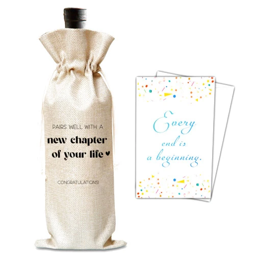 Xanev New Job Gifts For Women Man, New Chapter Wine Gift Bag, Pairs Well With A New Chapter Of Your Life Wine Bag, New Beginnings Gifts For New Job, New House, Retirement, Engagement, B42
