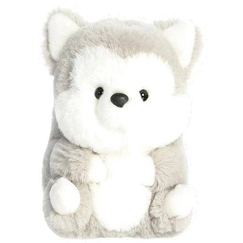 Aurora® Round Rolly Pet™ Hampshire Husky™ Stuffed Animal - Adorable Companions - On-The-Go Fun - Gray 5 Inches