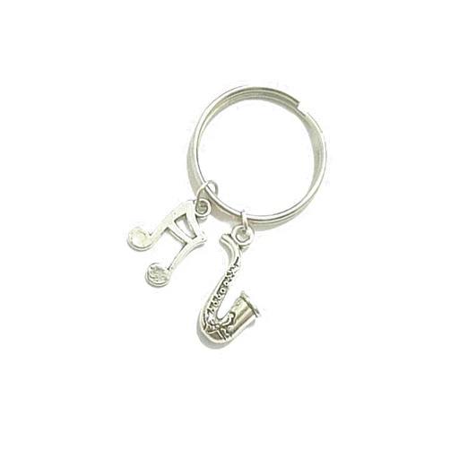 ZAMASS Musical Hanging Ornament Fashion Musical Notes Keychain Handmade DIY Saxophone Key Rings Backpack Charms