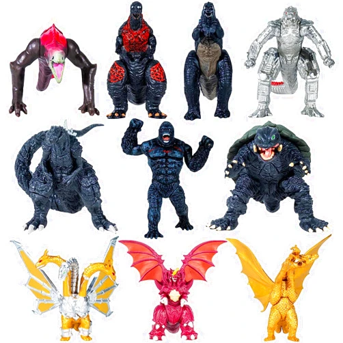 JAYKENIXO 10pcs New Dragon Action Figures King of The Monsters - Dragon VS Kong Mini Monster Orangutan Playsets