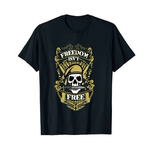 SasEz! Desyn Freedom Isn't Free Military Veteran Patriotic T-Shirt