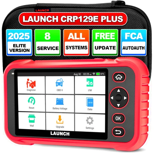 LAUNCH CRP129E Plus OBD2 Scanner, All System Diagnostic Scan Tool, Lifetime Free Update, 8+ Reset Oil/TPMS/EPB/SAS/BMS/Throttle Reset, Injector Coding, FCA AutoAuth,Auto VIN, Battery Test for 85+Brand