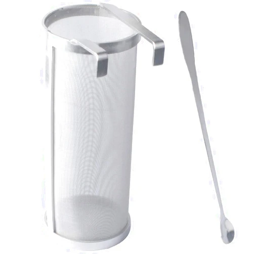 Gekufa Hop Filter 4 x 10 Inch Hop Spider 300 Micron Mesh Stainless Steel Strainer with Spoon for Home Beer Brewing Kettle Homebrew Hop Strainer