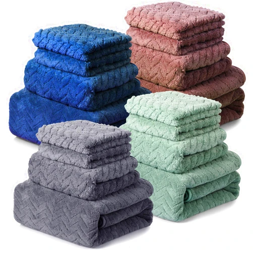 Mixweer 16 Pieces Bath Towels Sets Quick Dry Towel Set Included 4 Bath Towels 4 Hand Towels And 8 Washcloths Absorbent Bath Towel Sets For Bathroom Coral Velvet Towel For Shower Spa Hotel (Dark Color)