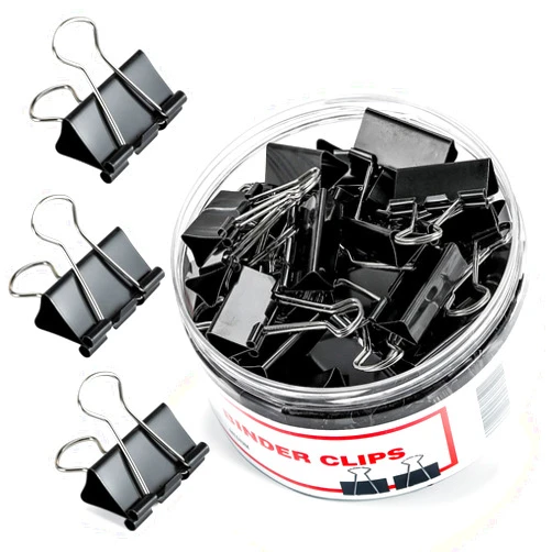 Kalerr Binder Clips, 48 Pcs Medium Binder Clips, Kalerr Black Binder Clips Medium, 1.25 Inches Binder Clip with Container, Paper Binder Clips Office Supplies, Paper Clamps Bulk for Office, Home, School