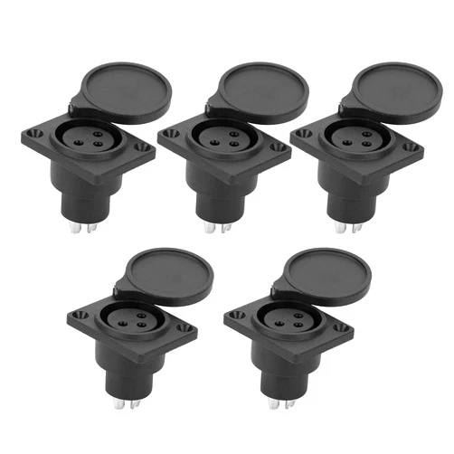 SYH&AQYE 5Pcs XLR Female Jack 3 Pin Panel Mount Jacks, XLR Female Socket Audio Speaker Microphone Connector for Power Microphone Connector