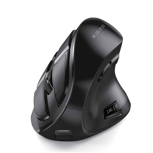Seenda Ergonomic Mouse, seenda Wireless Vertical Mouse - Rechargeable Optical Mice for Multi-Purpose (Bluetooth 5.0 + Bluetooth 3.0 + USB Connection) Compatible Apple Mac and Windows Computers - Black